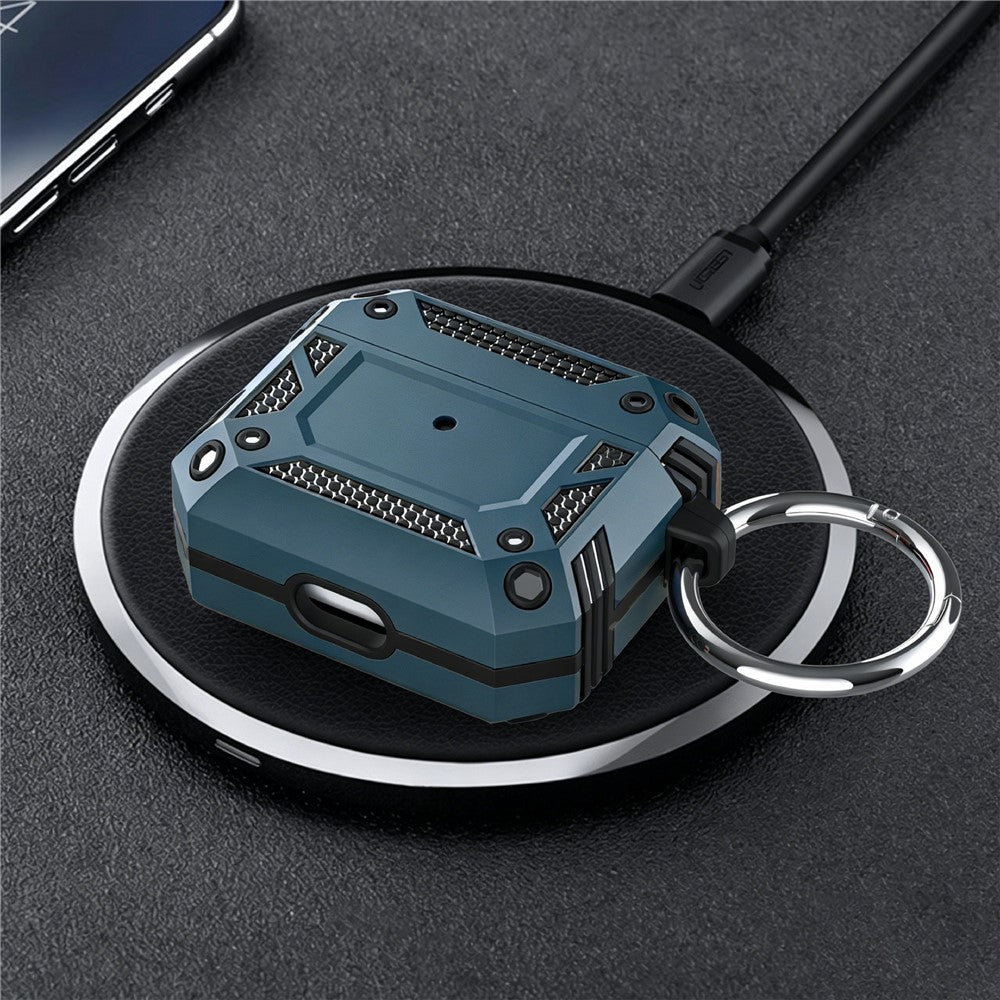 Compatible With AirPods 5 / 4 Case Magnetic PC + TPU Shockproof Protection Earphone Cover with Keychain - Blue