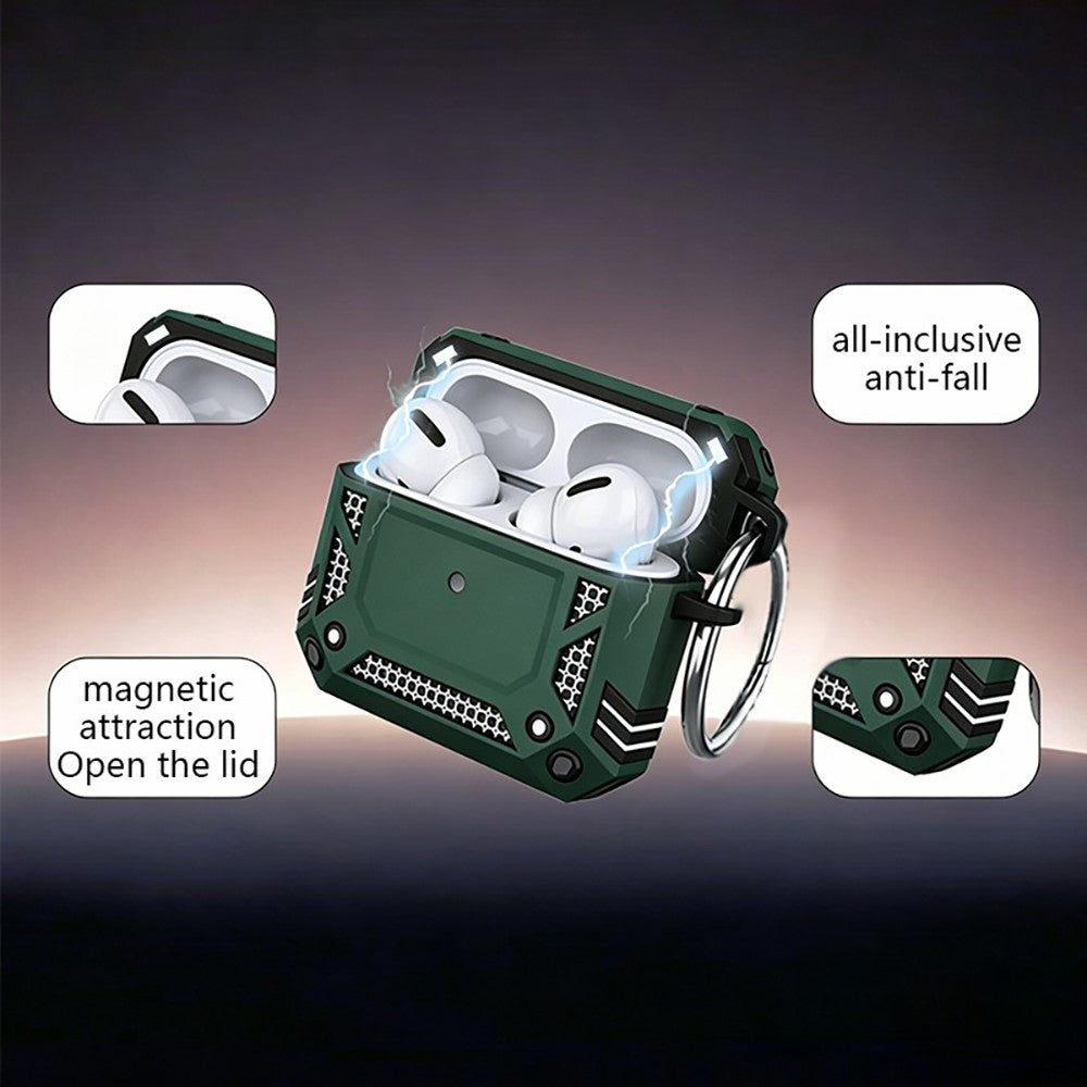 Compatible With AirPods 5 / 4 Case Magnetic PC + TPU Shockproof Protection Earphone Cover with Keychain - Green
