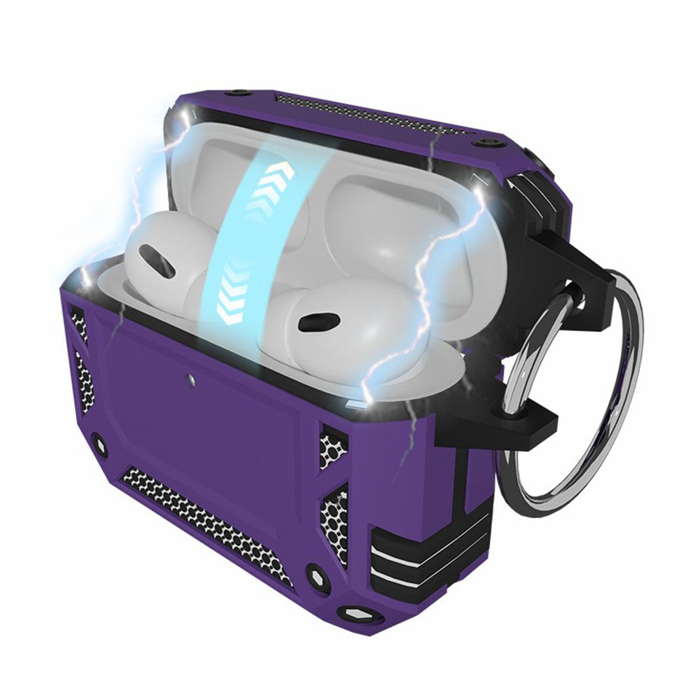 Compatible With AirPods 5 / 4 Case Magnetic PC + TPU Shockproof Protection Earphone Cover with Keychain - Purple