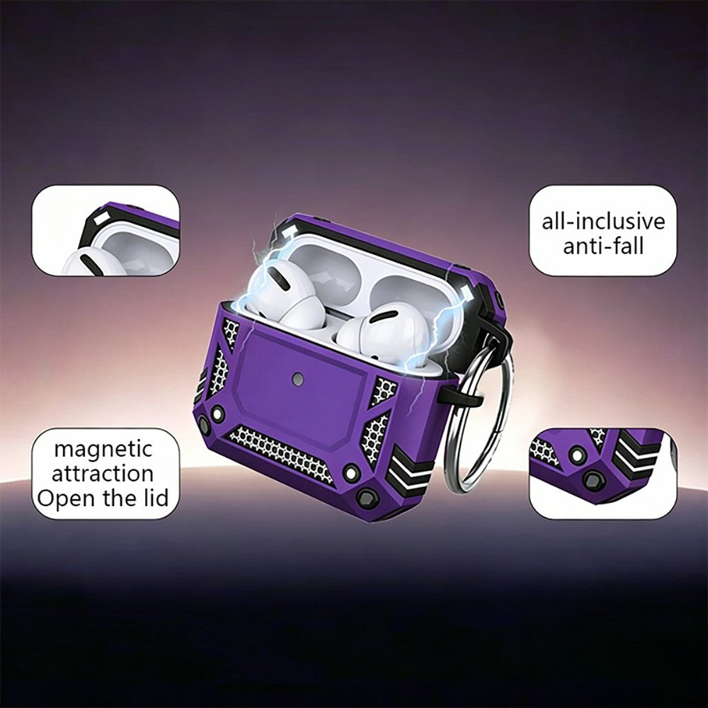 Compatible With AirPods 5 / 4 Case Magnetic PC + TPU Shockproof Protection Earphone Cover with Keychain - Purple
