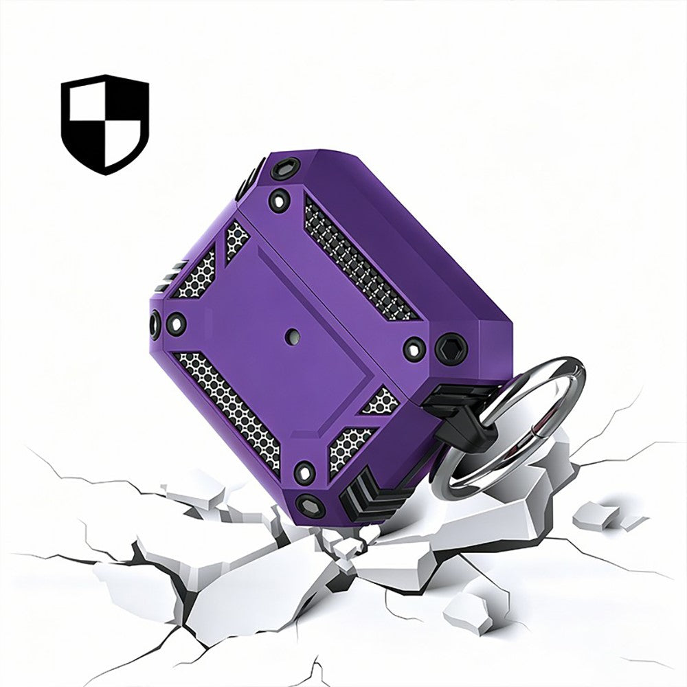 Compatible With AirPods 5 / 4 Case Magnetic PC + TPU Shockproof Protection Earphone Cover with Keychain - Purple