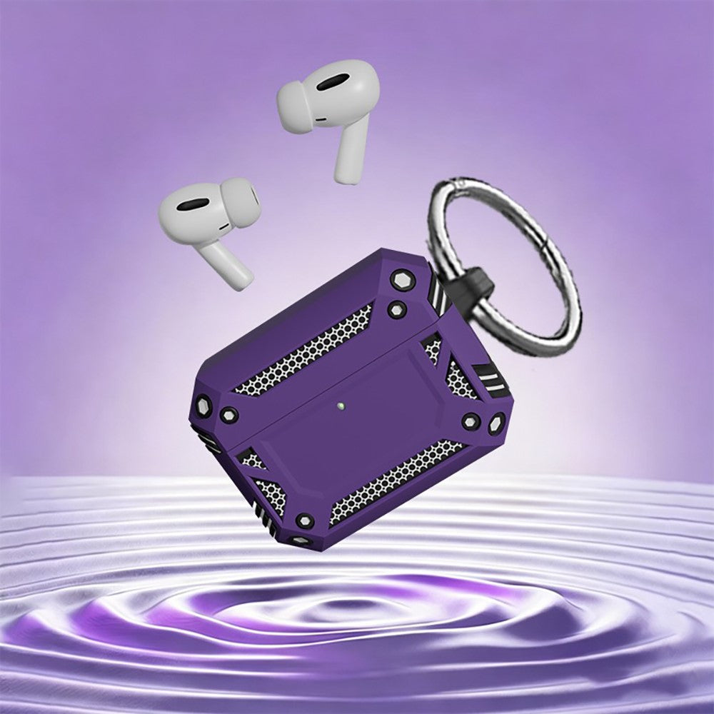 Compatible With AirPods 5 / 4 Case Magnetic PC + TPU Shockproof Protection Earphone Cover with Keychain - Purple