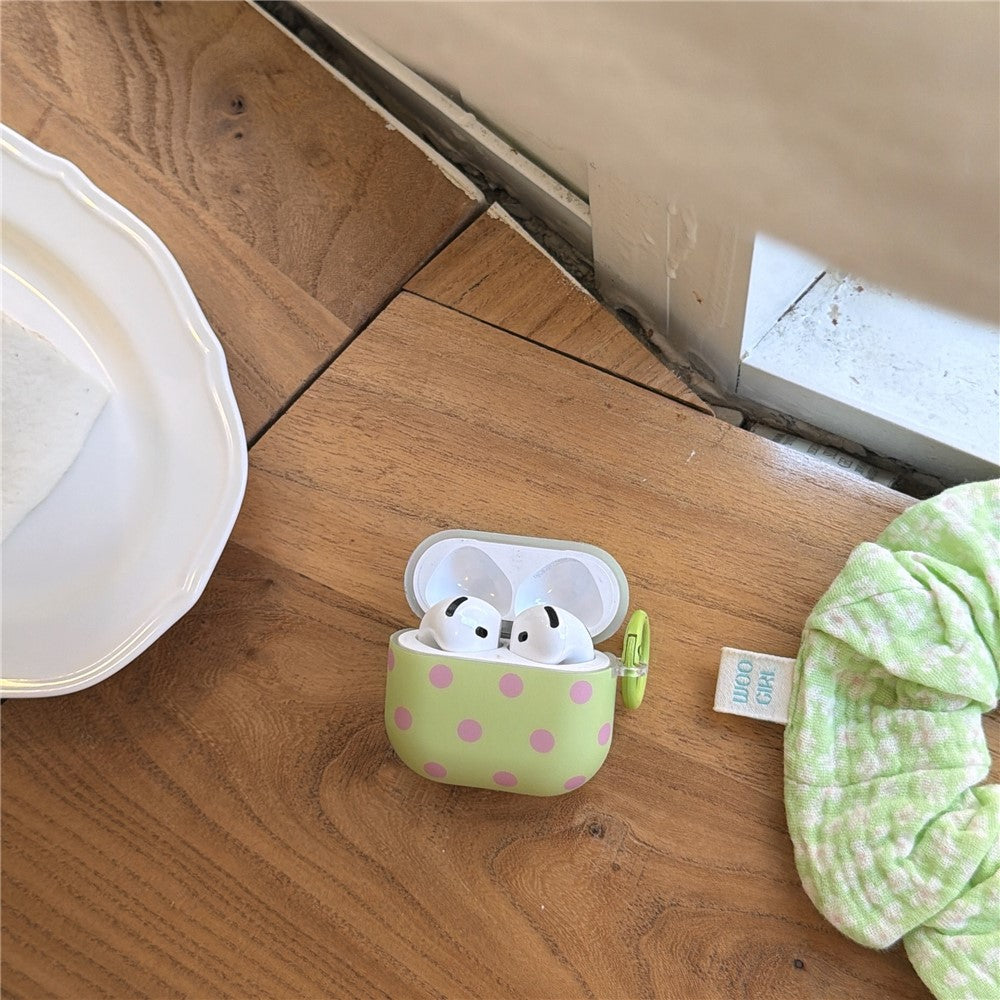 Polka Dot Case Compatible With Apple AirPods 3 Soft TPU Protective Cover with Carabiner Clip