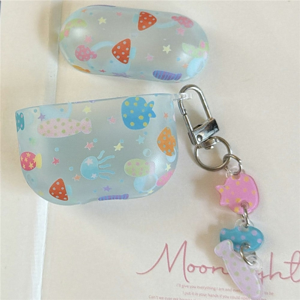 Case Compatible With AirPods 5 / 4 Frosted Underwater World Protective Cover TPU Soft Durable Shell with Fish-Shaped Charm & Buckle Clip