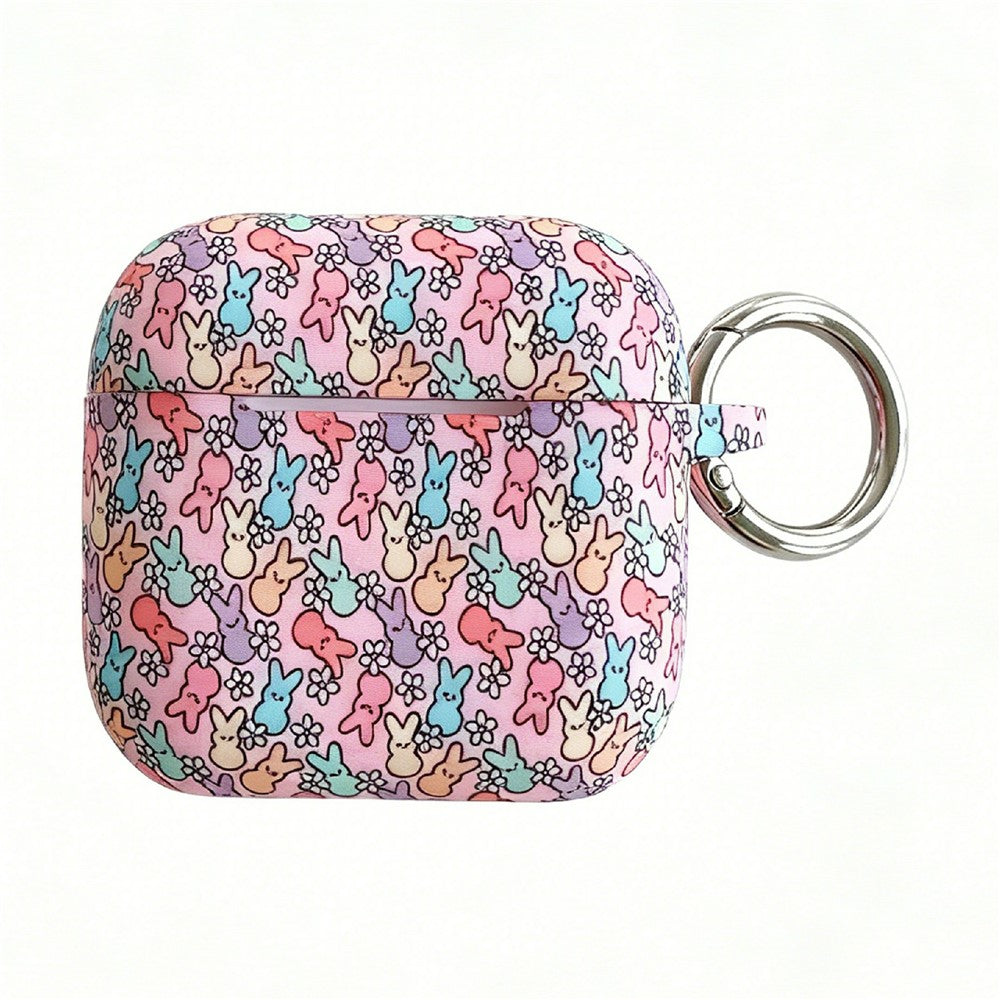 Silicone Case Compatible With AirPods 5 / 4 Cute Rabbit Pattern Earphone Protective Cover with Hanging Buckle