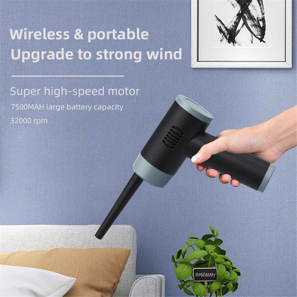 JC-B1 Cordless Air Duster Blower Electric Air Blower Rechargeable Handheld Computer Laptop Keyboard Cleaning Tool - Black / Silver