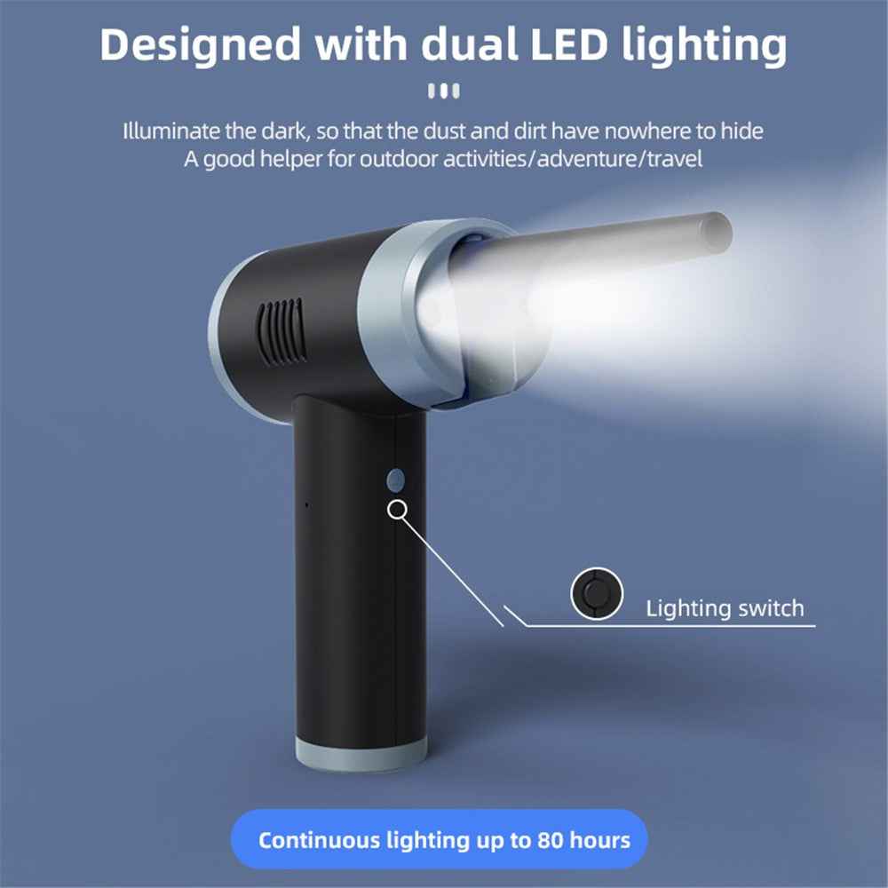 JC-B1 Cordless Air Duster Blower Electric Air Blower Rechargeable Handheld Computer Laptop Keyboard Cleaning Tool - Black / Silver