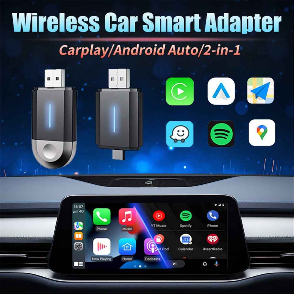 PL6 2 In 1 USB / Type-C Wireless CarPlay Adapter for Wired CarPlay Android Auto Conversion Box