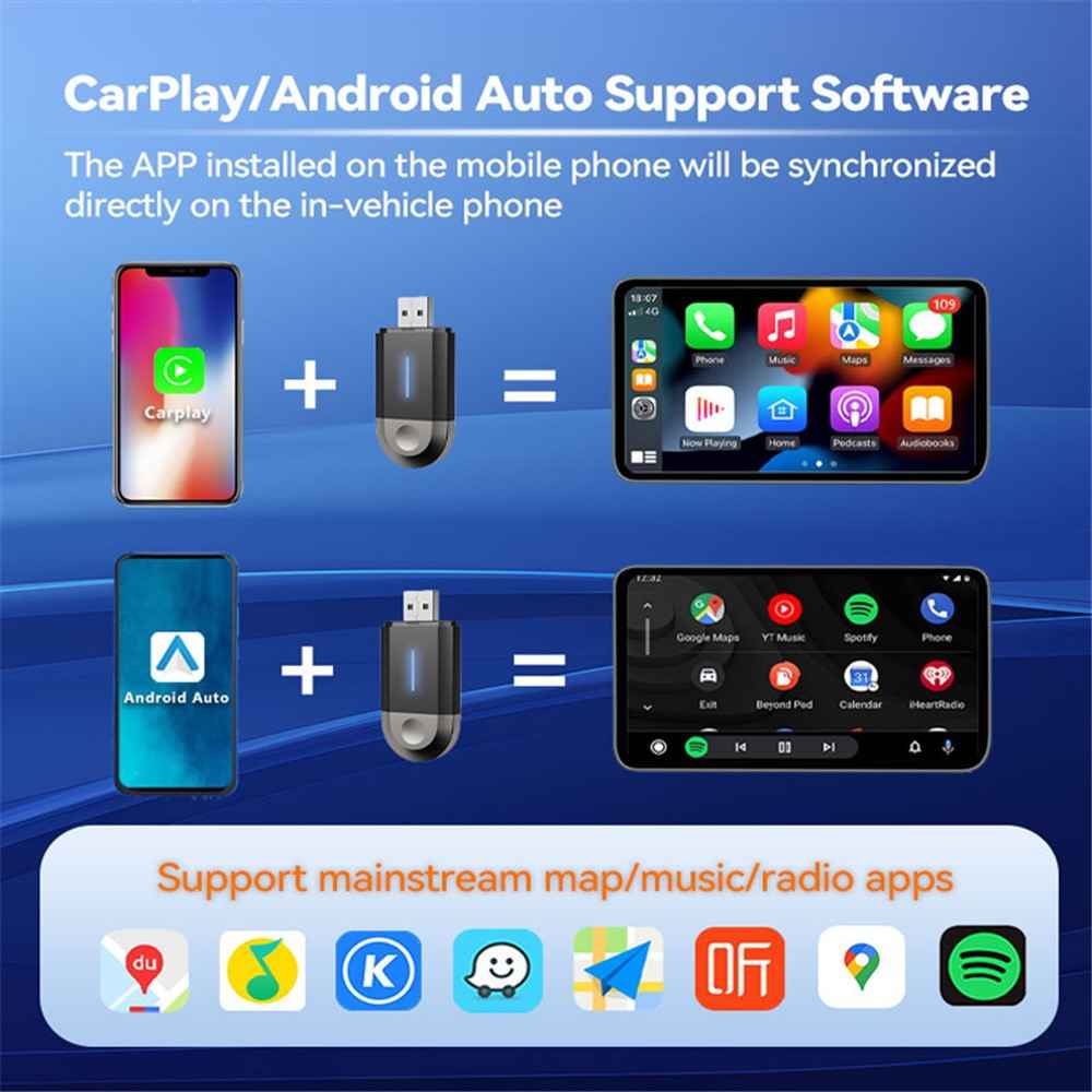 PL6 2 In 1 USB / Type-C Wireless CarPlay Adapter for Wired CarPlay Android Auto Conversion Box