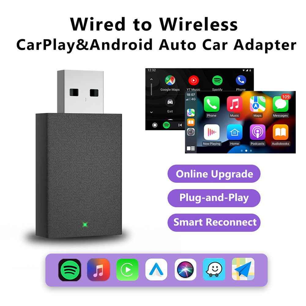 PL1 PRO Plug and Play Android Auto CarPlay Box Wired to Wireless Mini Conversion Adapter