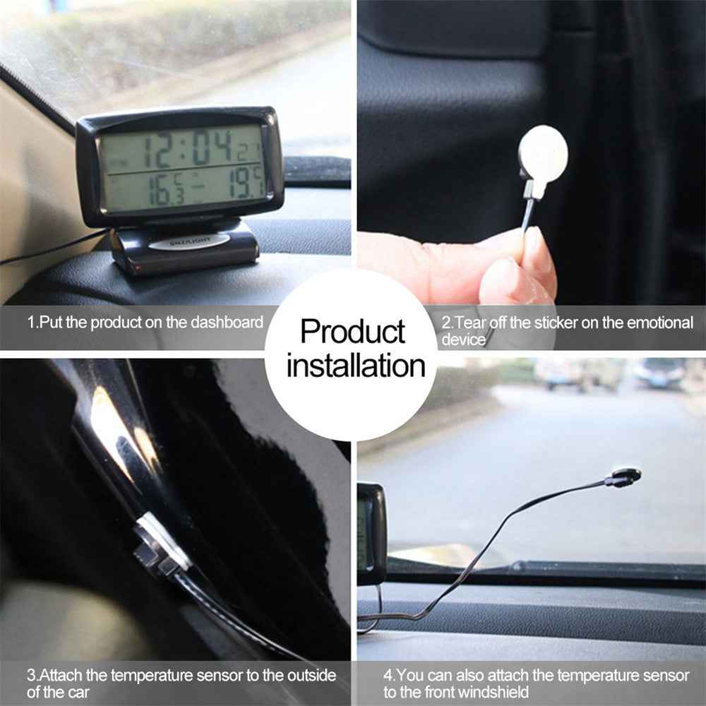 SH-350 Car Thermometer Digital Alarm Clock Auto Vehicles Temperature Gauge with Backlight Car Accessories