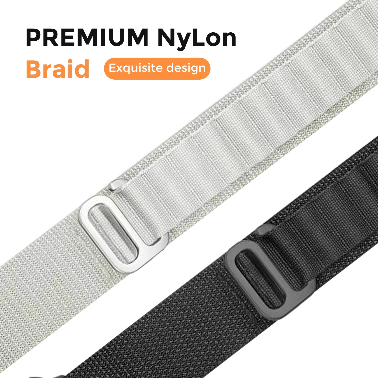 AHASTYLE WG97 For Apple Watch Ultra 2 Ultra 49mm / Series 9 8 7 45mm / 6 5 4 SE (2022) SE (2023) SE 44mm / 3 2 1 42mm Woven Nylon Band - White