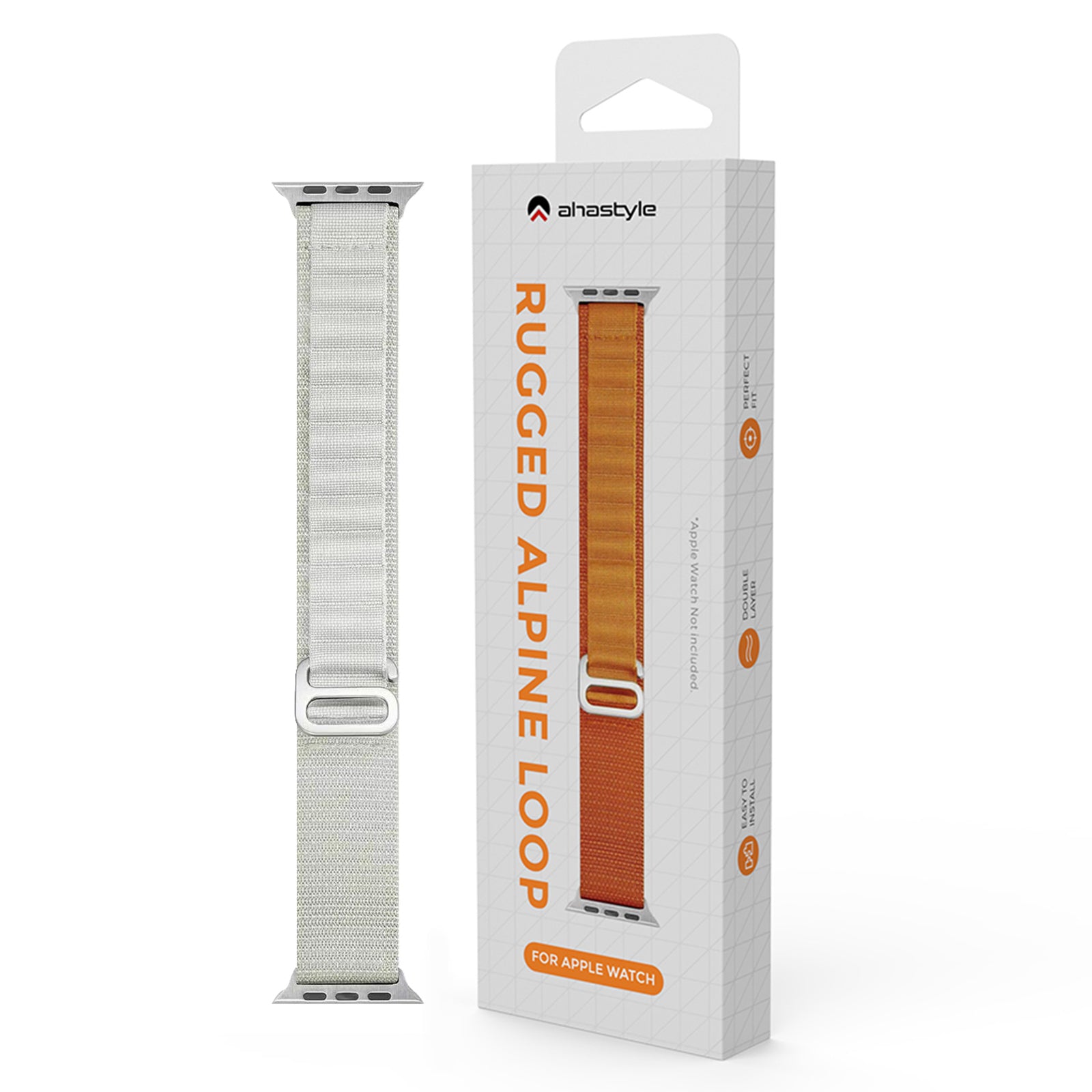 AHASTYLE WG97 For Apple Watch Series 1 2 3 38mm / Series 4 5 6 SE SE (2022) SE (2023) 40mm / 7 8 9 41mm Braided Nylon Strap - White