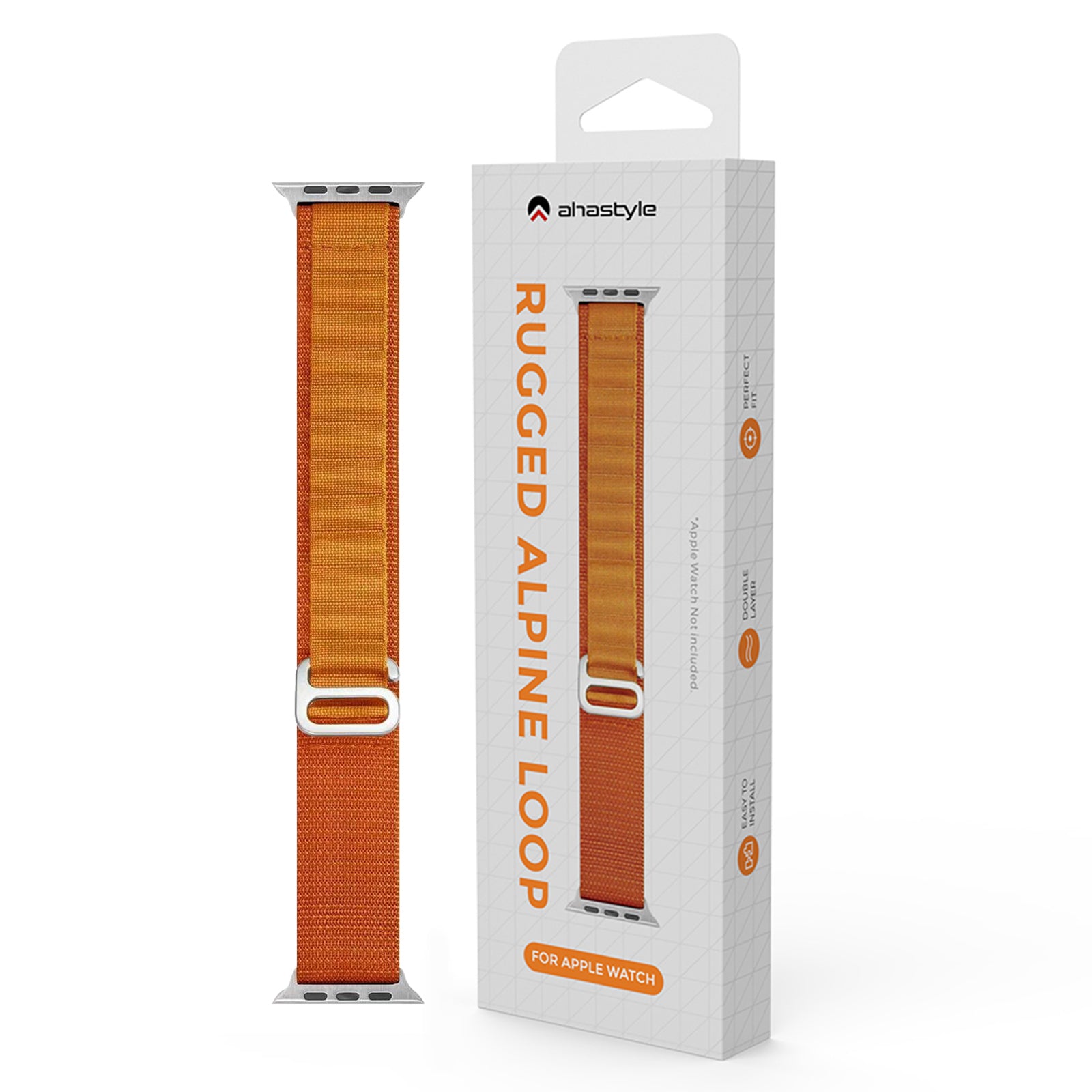 AHASTYLE WG97 For Apple Watch Series 1 2 3 38mm / Series 4 5 6 SE SE (2022) SE (2023) 40mm / 7 8 9 41mm Braided Nylon Strap - Orange