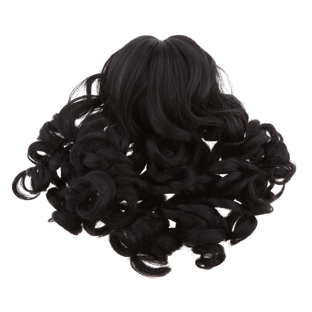 Dolls Long Curly Hair Wig for 18inch Doll DIY Making Black