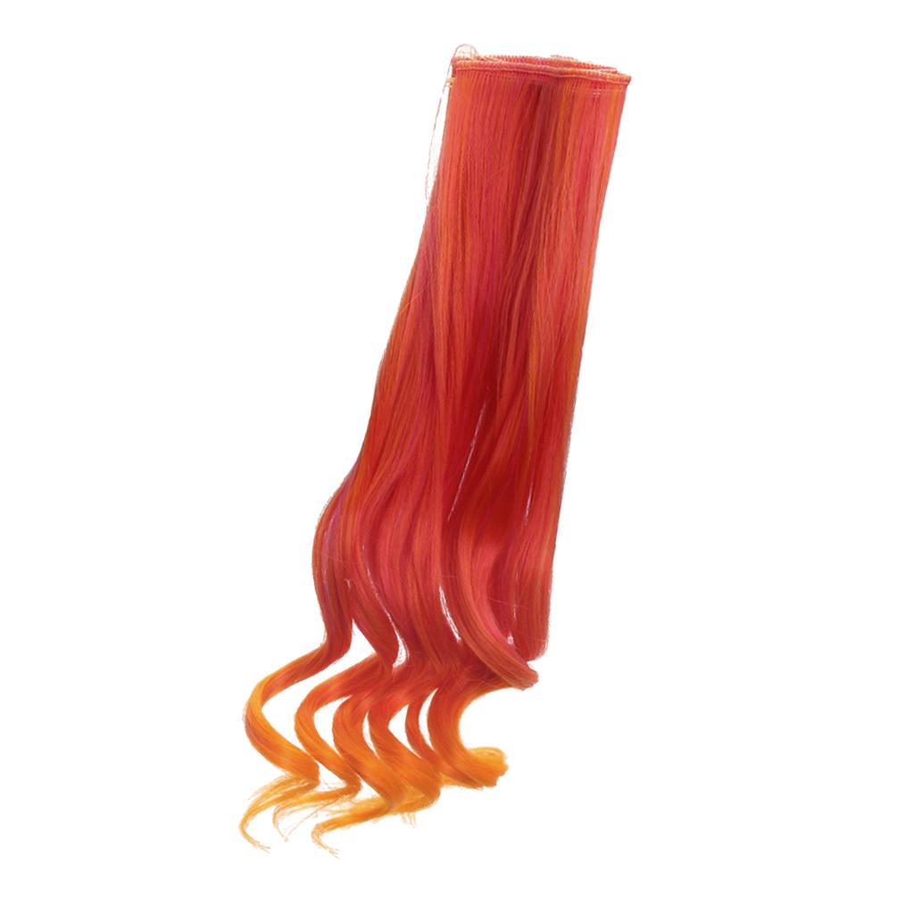 25cm Trendy Girl Doll Wig Long Curly Hairpiece DIY Making Accessory Orange