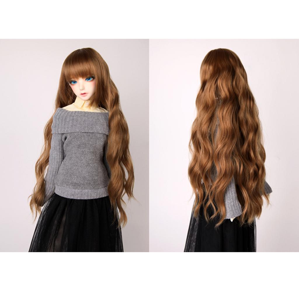 25x100cm DIY Long Curly Wig Hair for BJD SD Dolls DIY Making Light Coffe