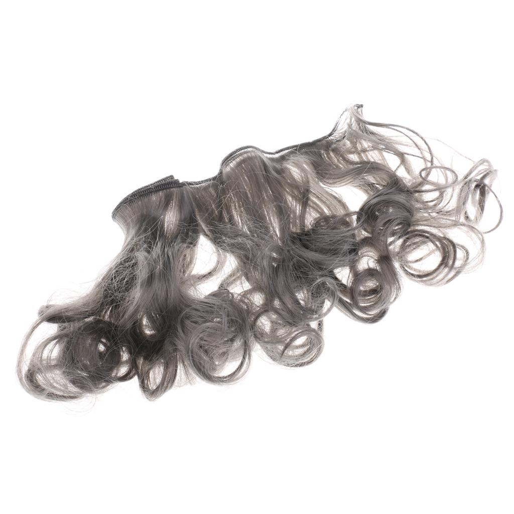 Fashion Multicolor 15cm Rinka DIY Doll Wigs Curly Wavy Hairpieces Dark Grey