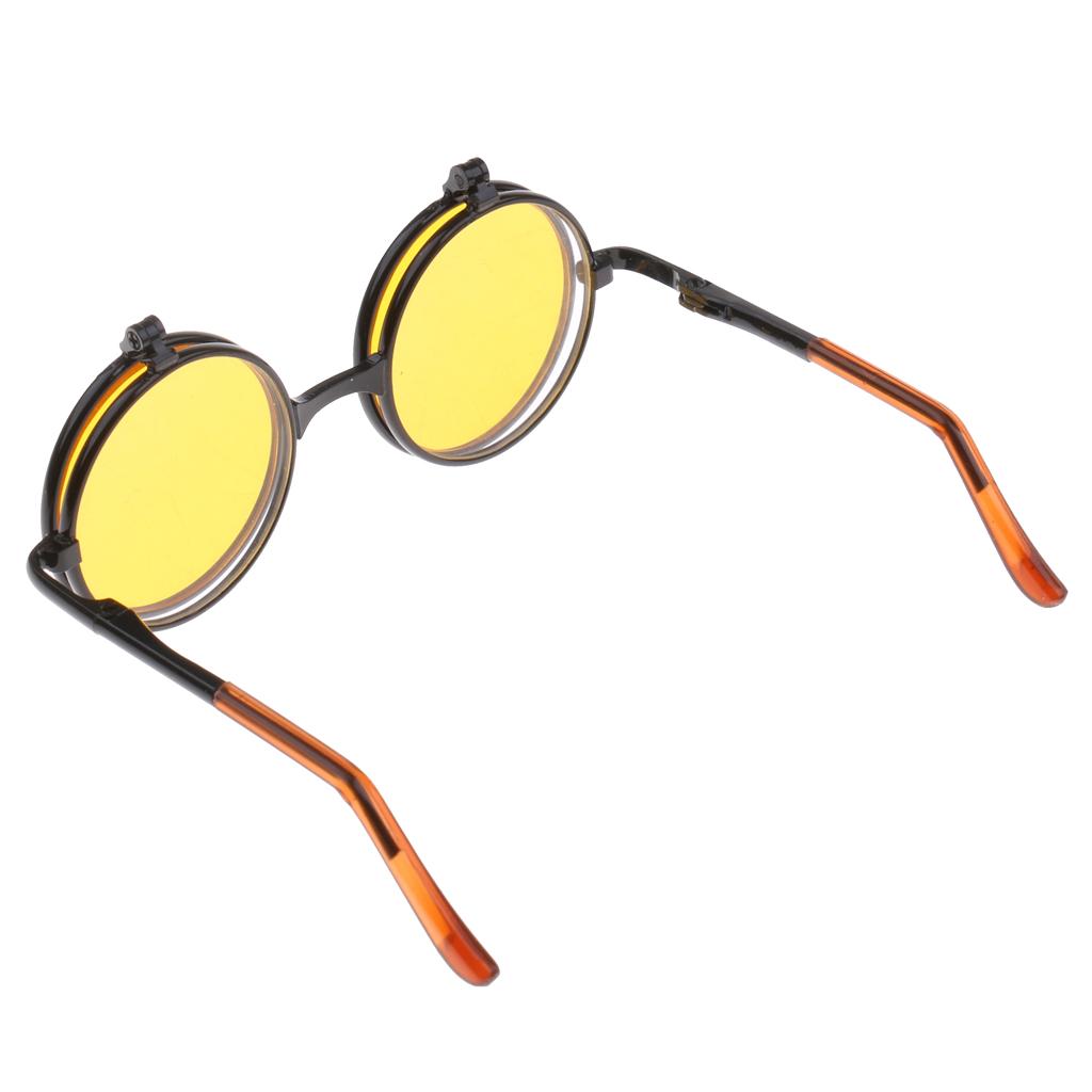 1/6 Blythe Dolls Double Folded Glasses Sunglasses Yellow Lens Black Frame
