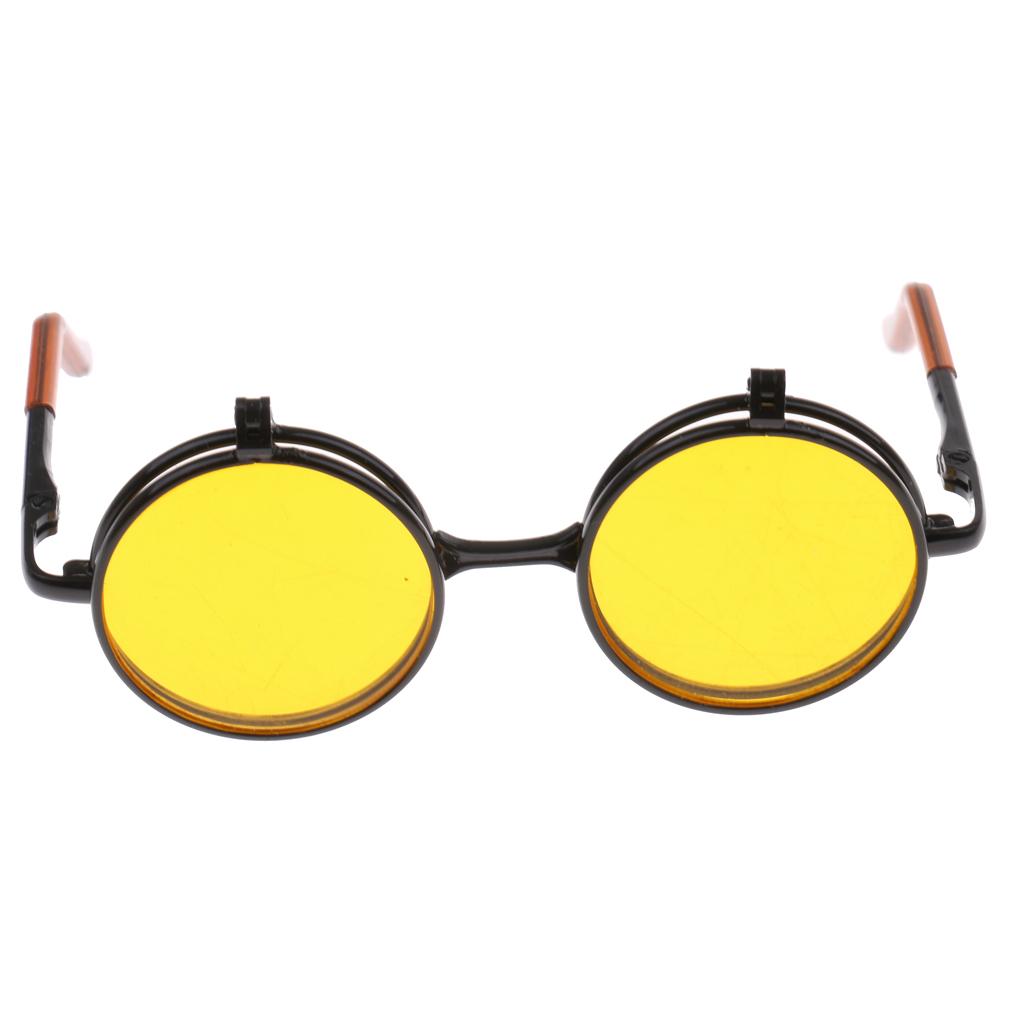 1/6 Blythe Dolls Double Folded Glasses Sunglasses Yellow Lens Black Frame