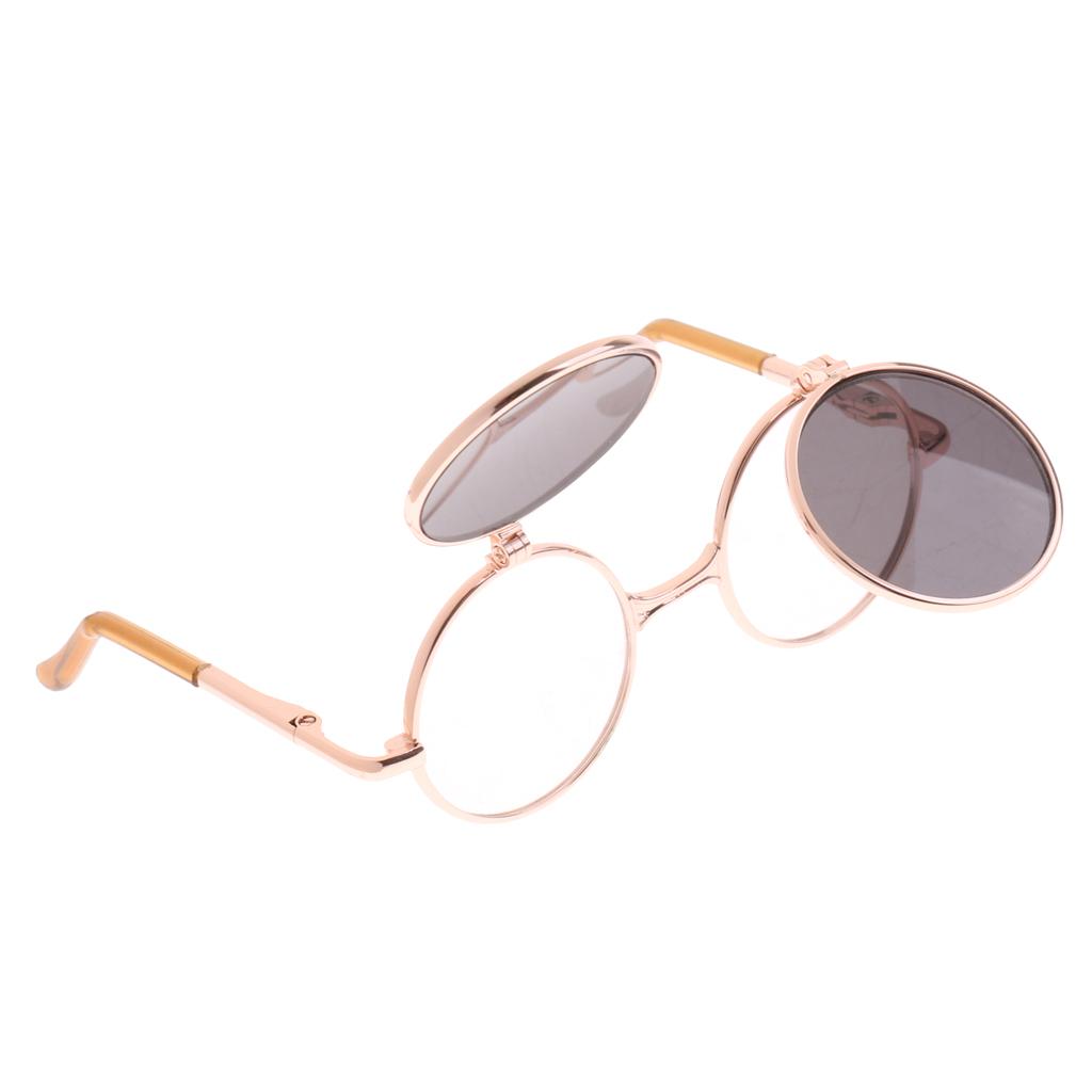 1/6 Blythe Dolls Double Folded Glasses Sunglasses Black Lens Gold Frame