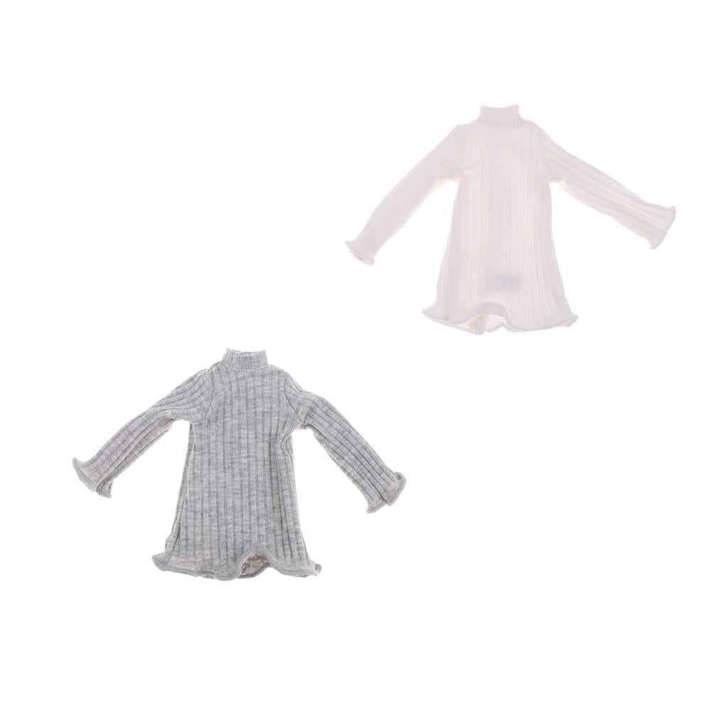 1/6 Scale Long Sleeve Jumper Dress Top for Blythe Azone Licca Doll White