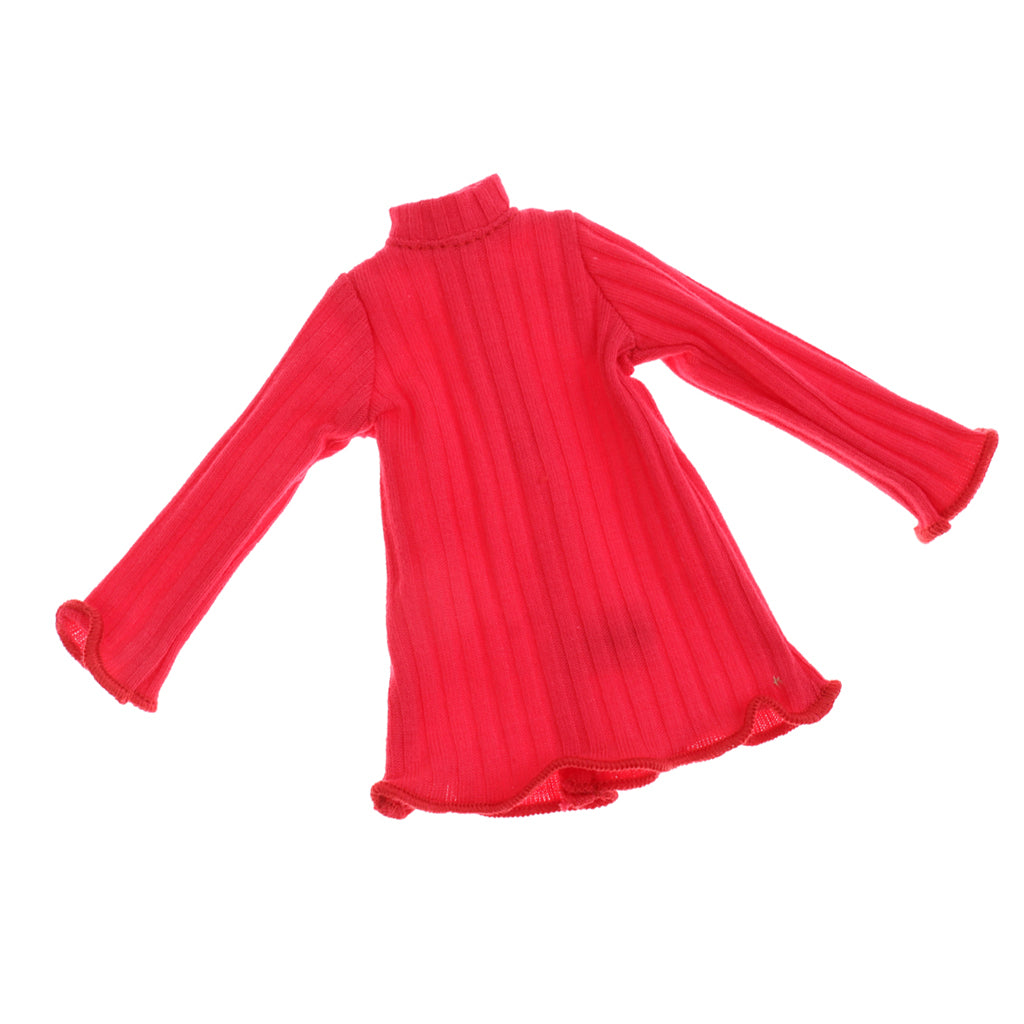 1/6 Scale Long Sleeve Jumper Dress Top for Blythe Azone Licca Doll Red