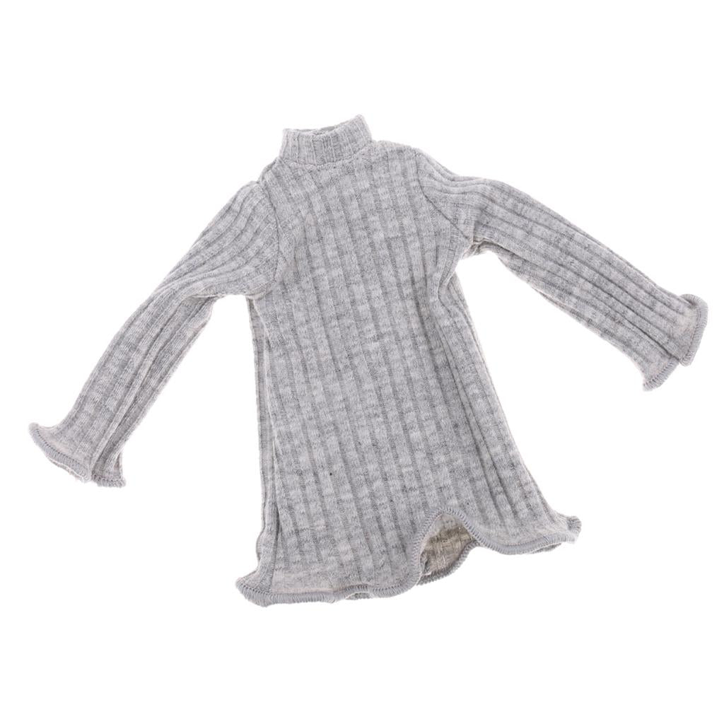 1/6 Scale Long Sleeve Jumper Dress Top for Blythe Azone Licca Doll Gray