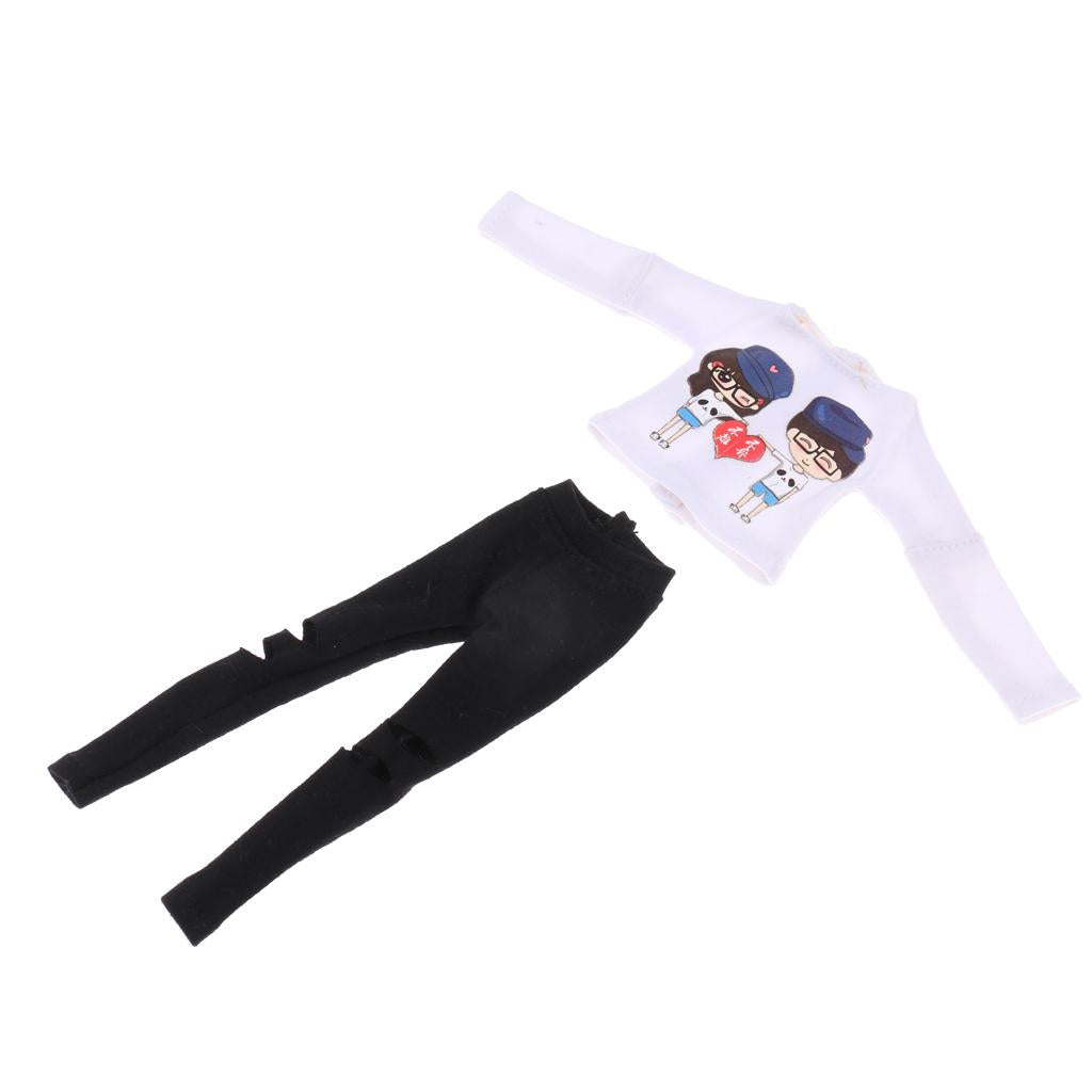 Trendy Tee & Pants Set Outfits Clothes for 1/6 Scale Blythe Azone Licca Doll
