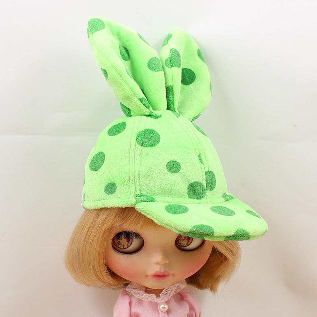 Fashion Stuffed Rabbit Ears Peaked Cap for 1/6 Blythe Doll Outfit Green