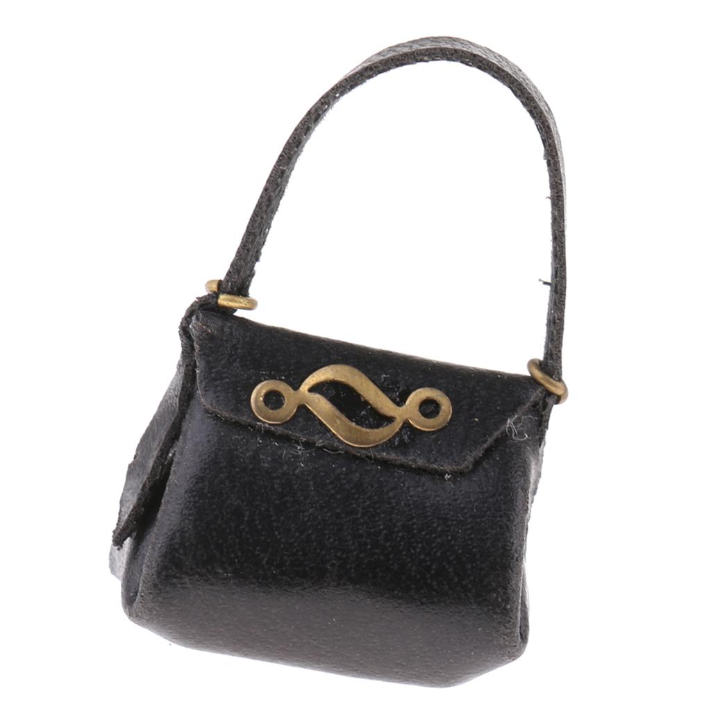 1:12 Dollhouse PU Woman Handbag Miniature Fashion Doll Decoration Black