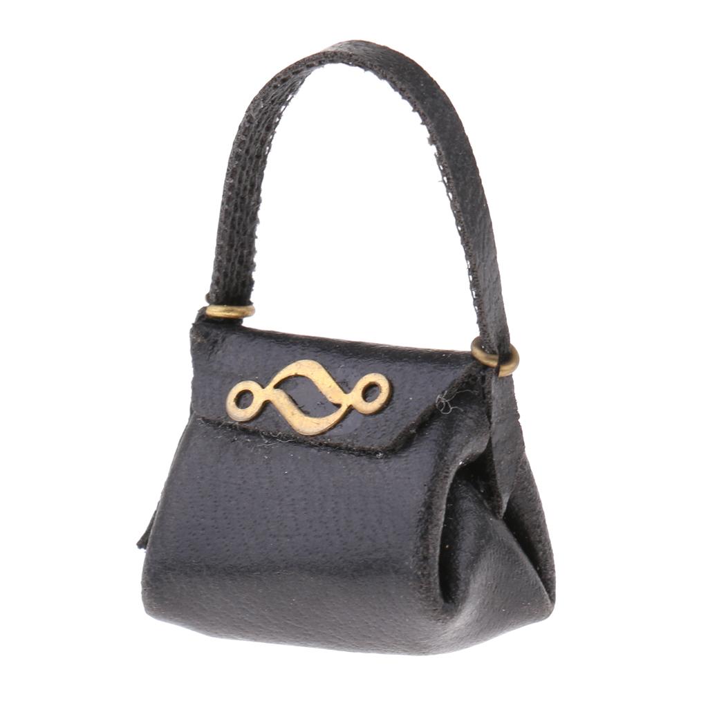 1:12 Dollhouse PU Woman Handbag Miniature Fashion Doll Decoration Black