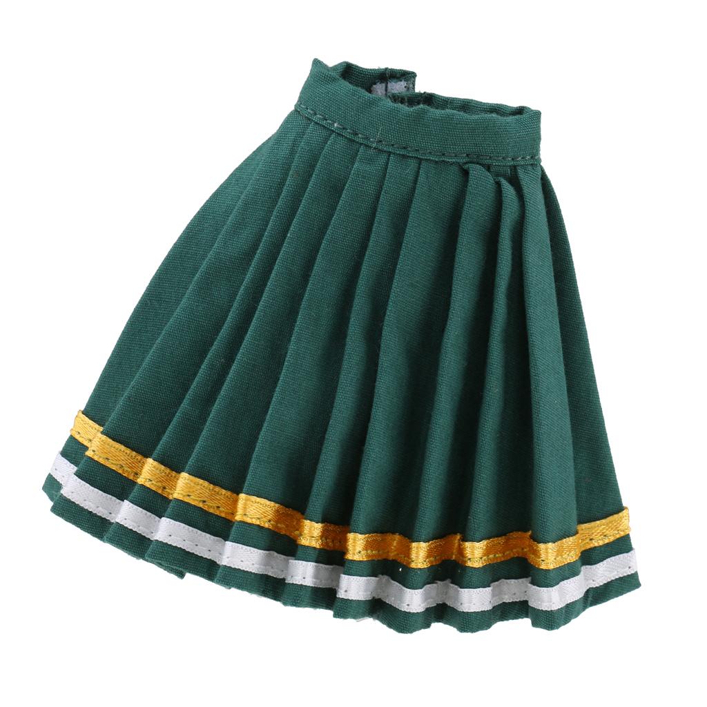 Classic Pleated Skirt Dress for 12inch Blythe Doll Party Casual Outfit green