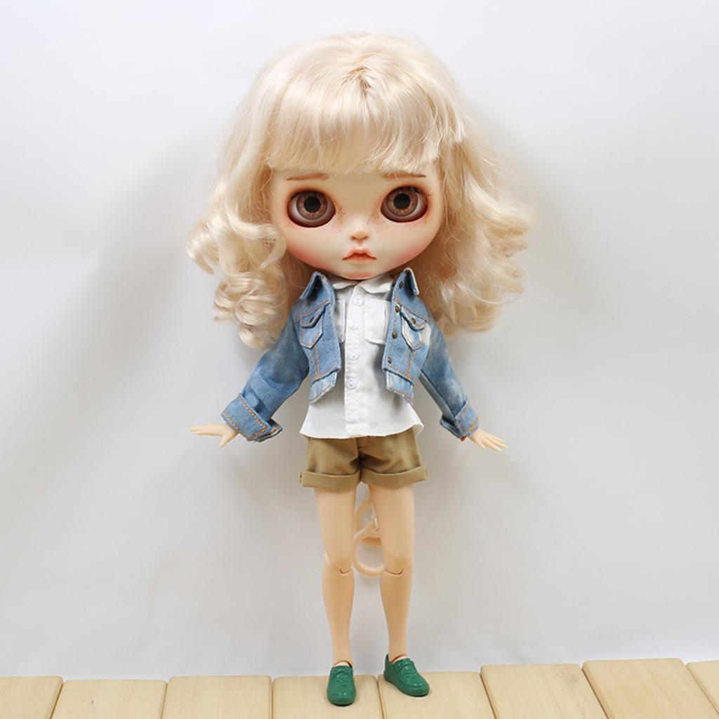 Classic White Shirt Cotton Clothes Casual Wear for 1/6 Blythe Doll Accessory