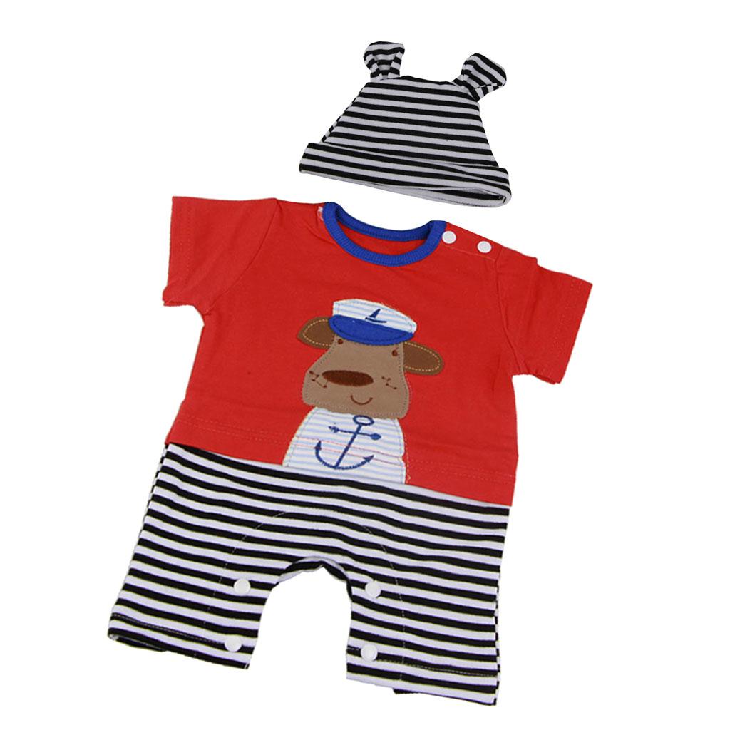 Catoon Printed Rompers Hat Suit Clothes for 22''-23'' Nebworn Baby Doll