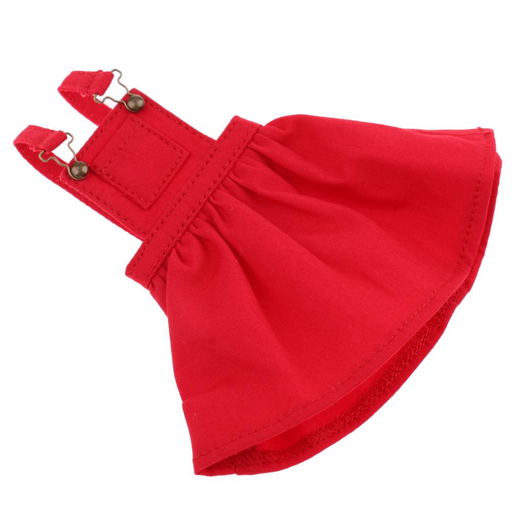 1/6 Casual Pocket Suspender Dress Skirt Clothes for 12'' Blythe Dolls Red
