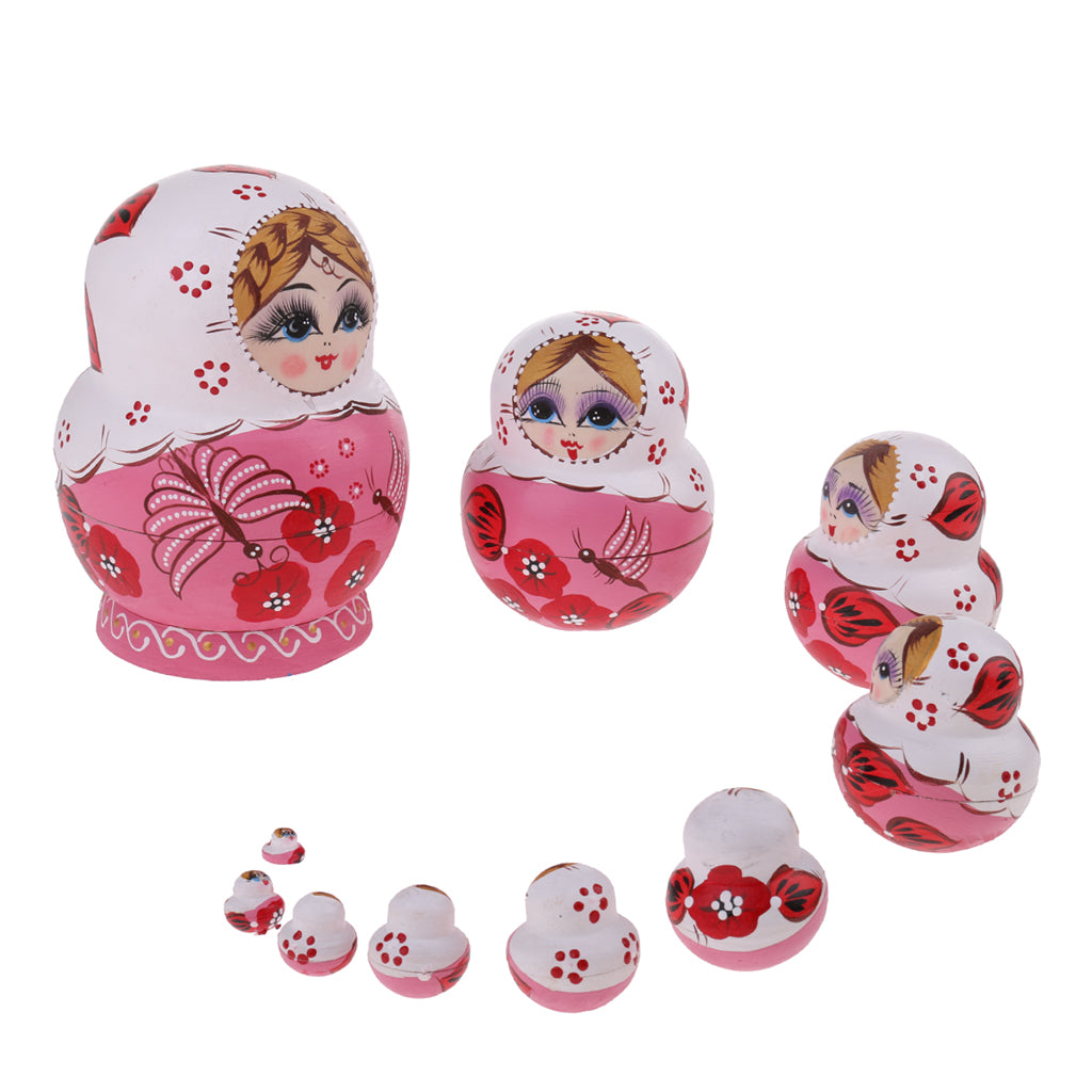 10 Pieces Butterfly Printed Babushka Russian Nesting Dolls Matryoshka Toy #2