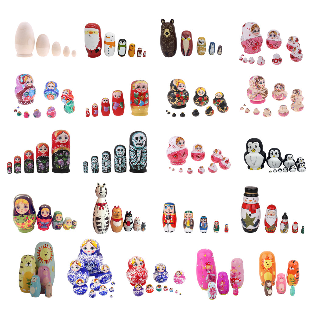 5 Pieces Unpainted Babushka Russian Nesting Dolls Matryoshka Toys #1