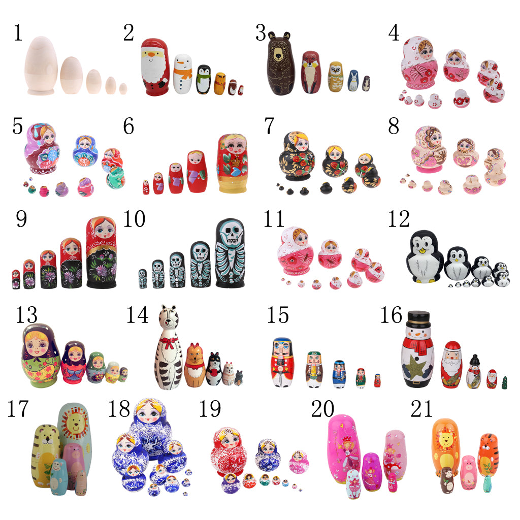 5 Pieces Unpainted Babushka Russian Nesting Dolls Matryoshka Toys #1