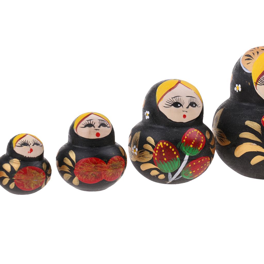 10 Pieces Strawberry Printed Babushka Russian Nesting Dolls Matryoshka Toy