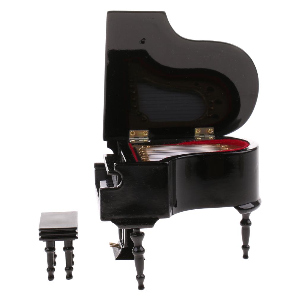 1/12 Dollhouse Miniature Musical Instrument Wooden Piano Model Box Set
