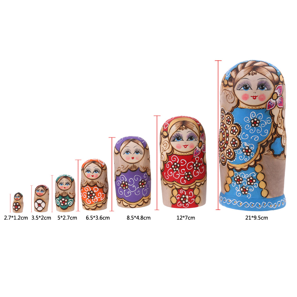 7 Pieces Hand Painted Russian Nesting Doll Babushka Matryoshka Doll Garland