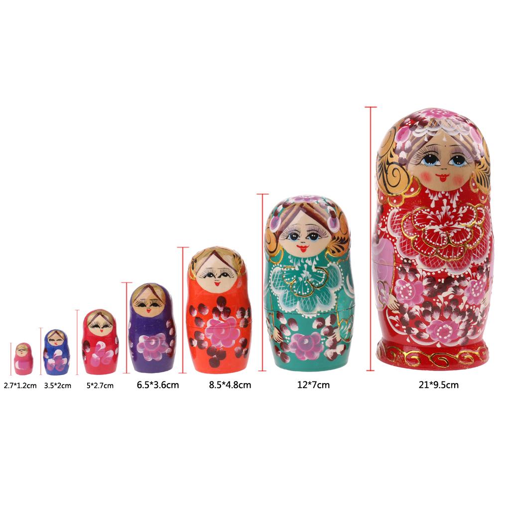 7 Pieces Hand Painted Russian Nesting Doll Babushka Matryoshka Doll Flowers