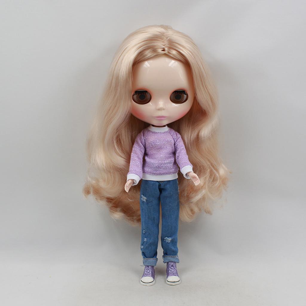 1/6 Long Sleeve Tee Denim Jeans Suit Clothes for Blythe Azone Licca Doll