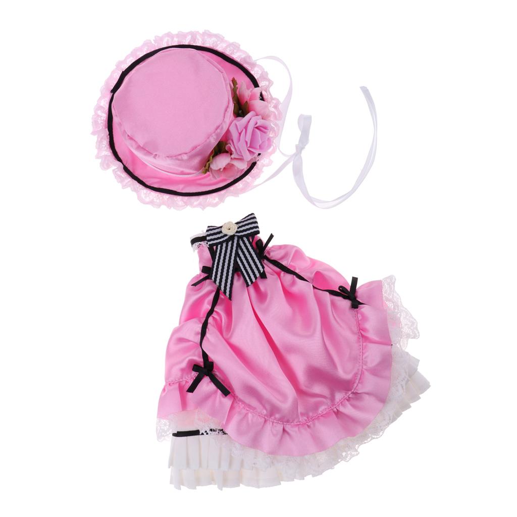 Victorian Style Clothes Suit Lace Dress Hat for 12 Blythe Dolls Accessories"