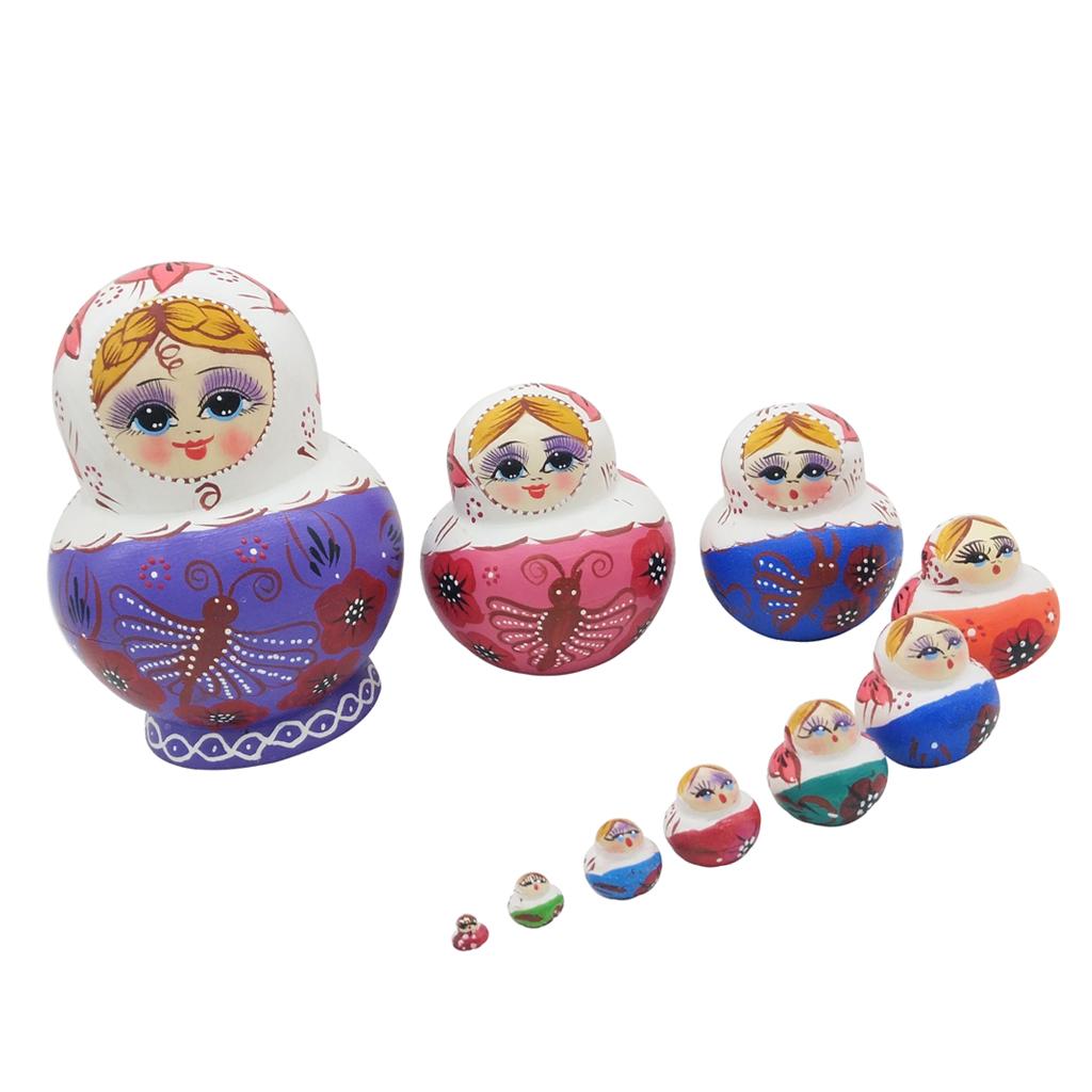 10 Pieces Butterfly Patterns Babushka Russian Nesting Doll Matryoshka Toy #2