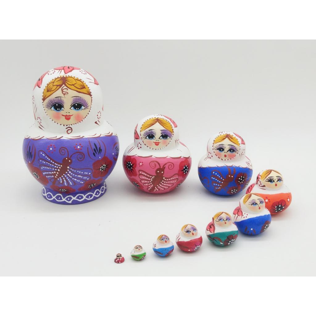 10 Pieces Butterfly Patterns Babushka Russian Nesting Doll Matryoshka Toy #2