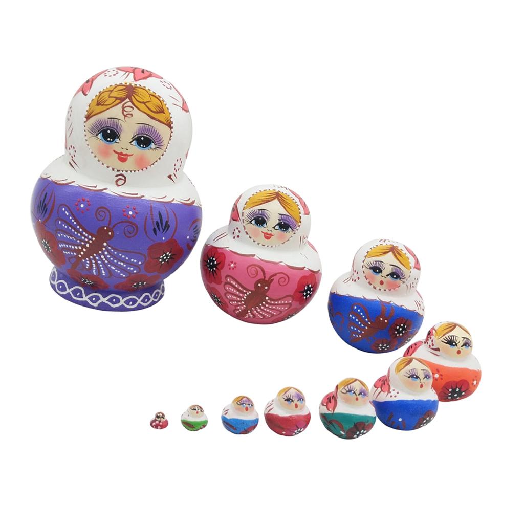 10 Pieces Butterfly Patterns Babushka Russian Nesting Doll Matryoshka Toy #2