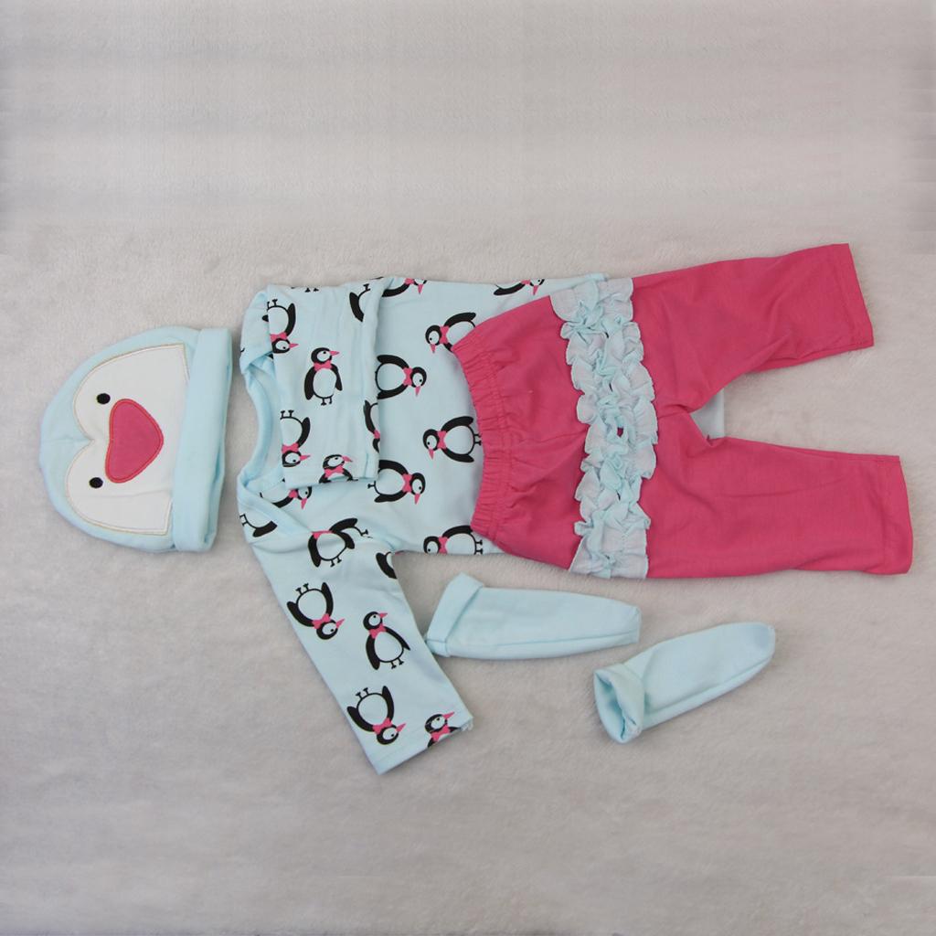 Penguins Romper Pants Hat Socks Set for 22''-23'' Reborn Baby Girl Doll