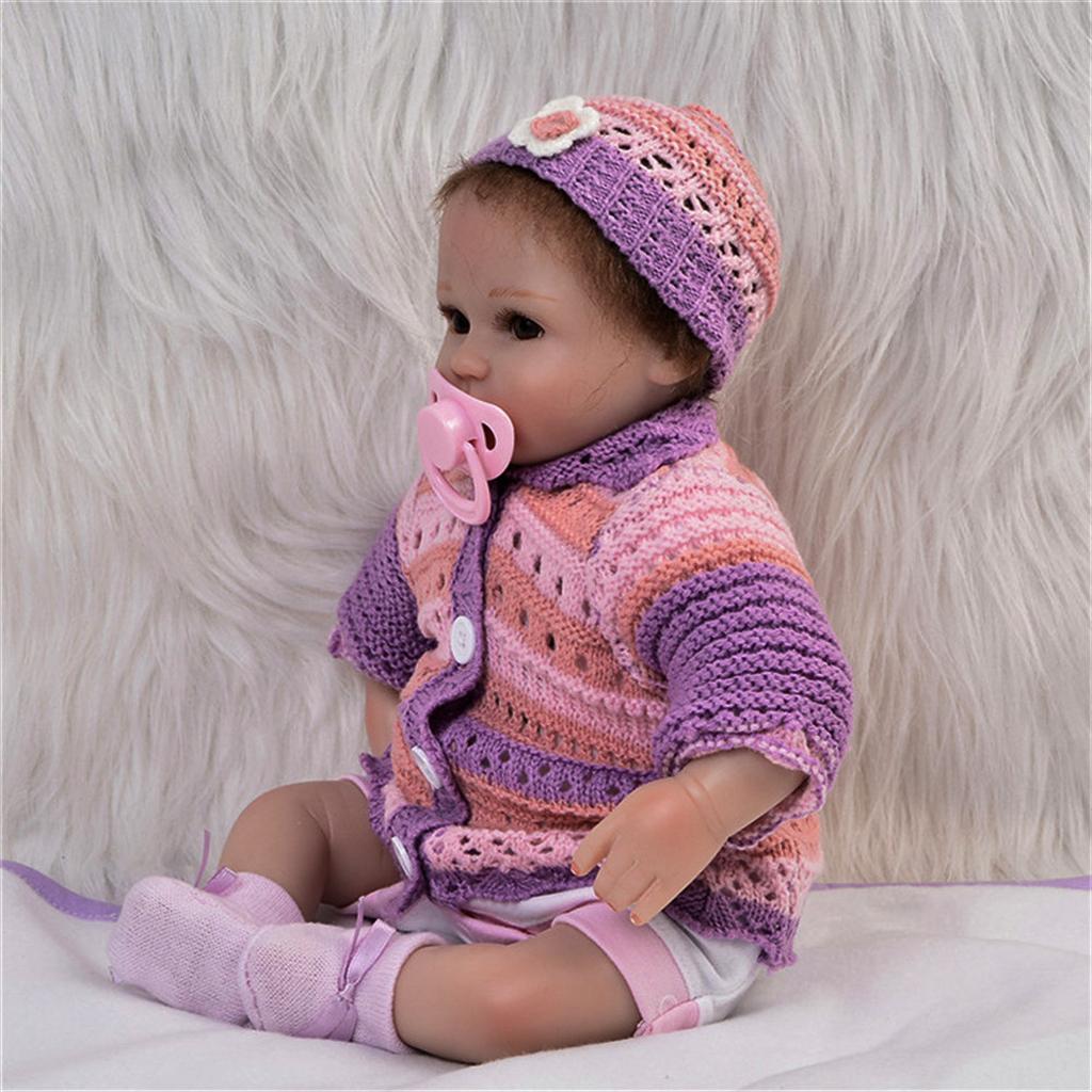 Purple Coat Romper Hat Socks Set for 17''-18'' Reborn Baby Girl Doll